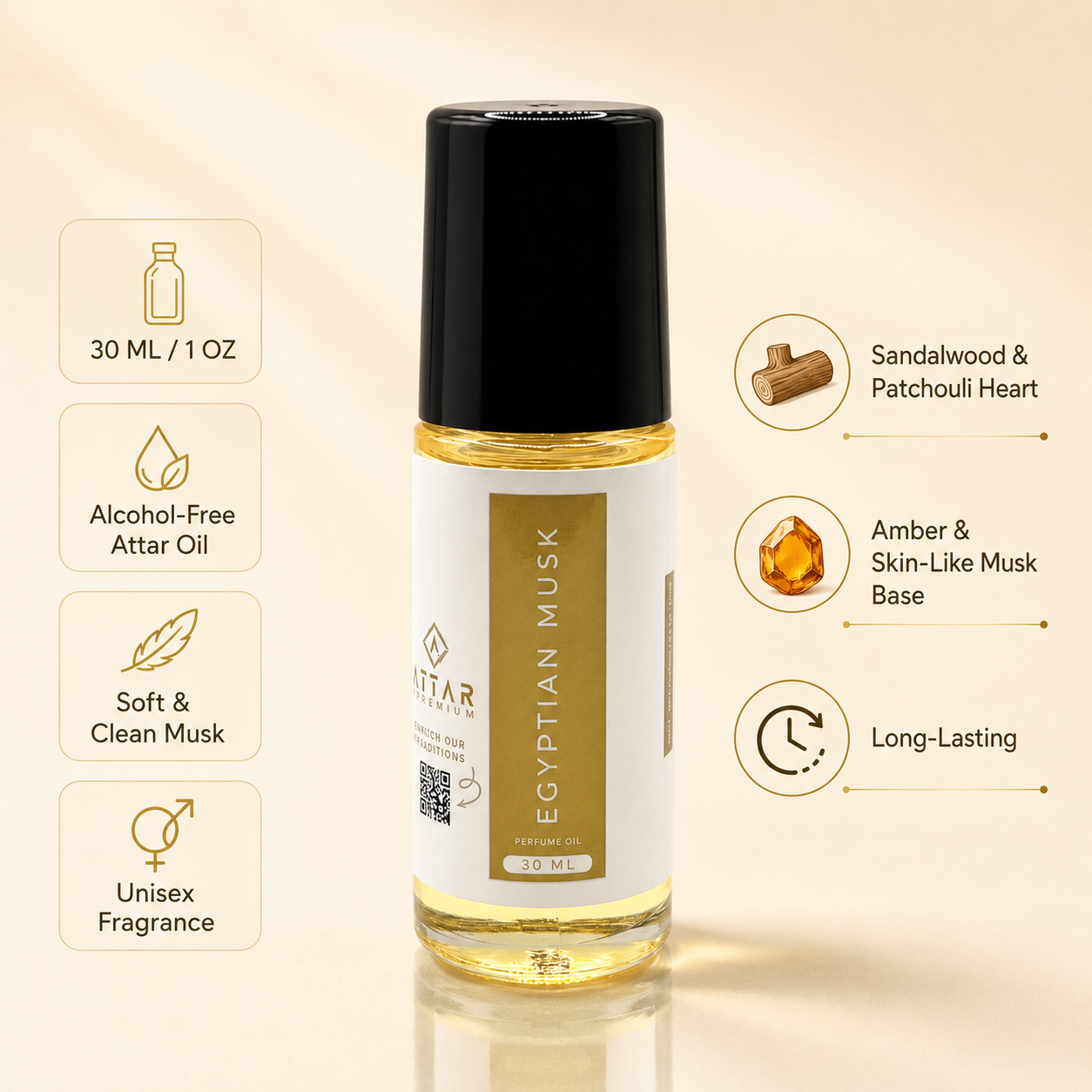 Egyptian Musk Attar Fragrance Oil - Unisex