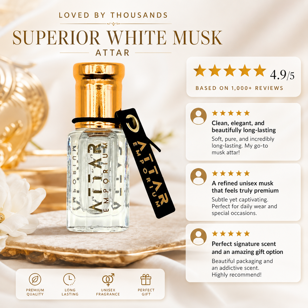 Superior White Musk Attar Fragrance Oil - Unisex