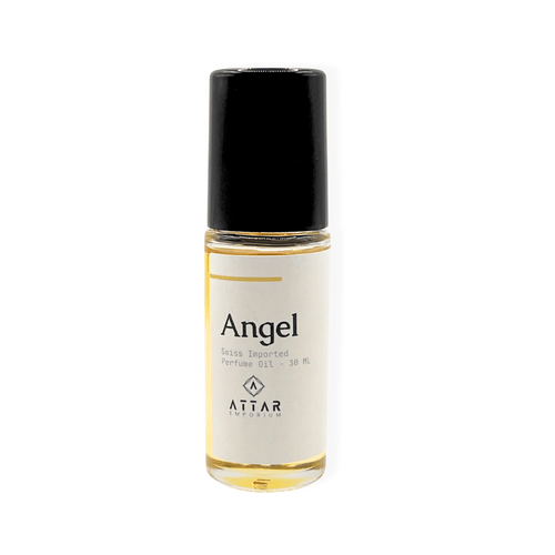 Angel Fragrance Oil - 30 ML Premium Swiss Perfume Oil in a sleek bottle with a black cap.