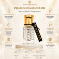 Oud Abyad Fragrance Oil close-up of luxury attar bottle and packagingnce Oil in premium bottle showcasing luxury and sophistication for both men and women.
