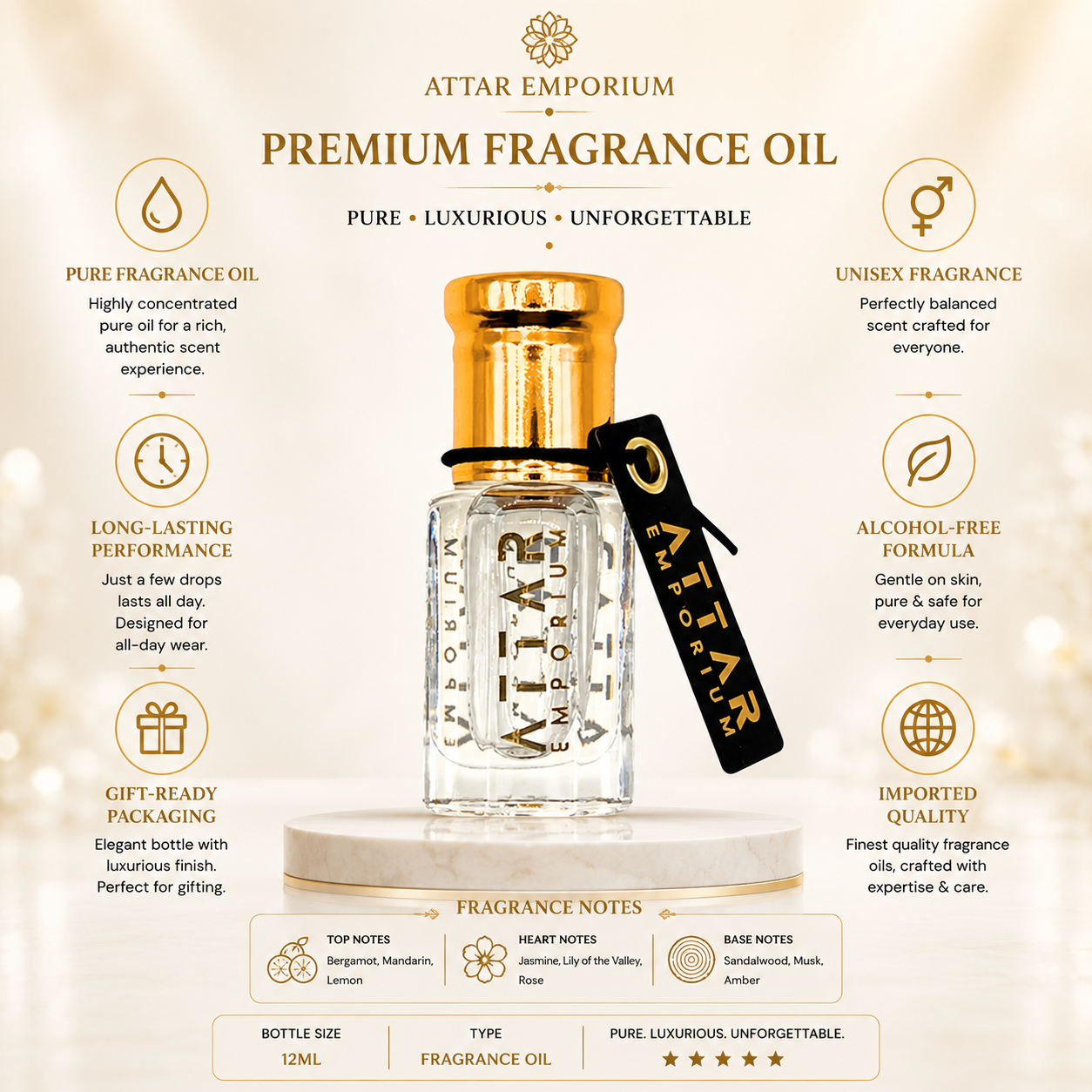 White Oud Attar Fragrance Oil - Unisex