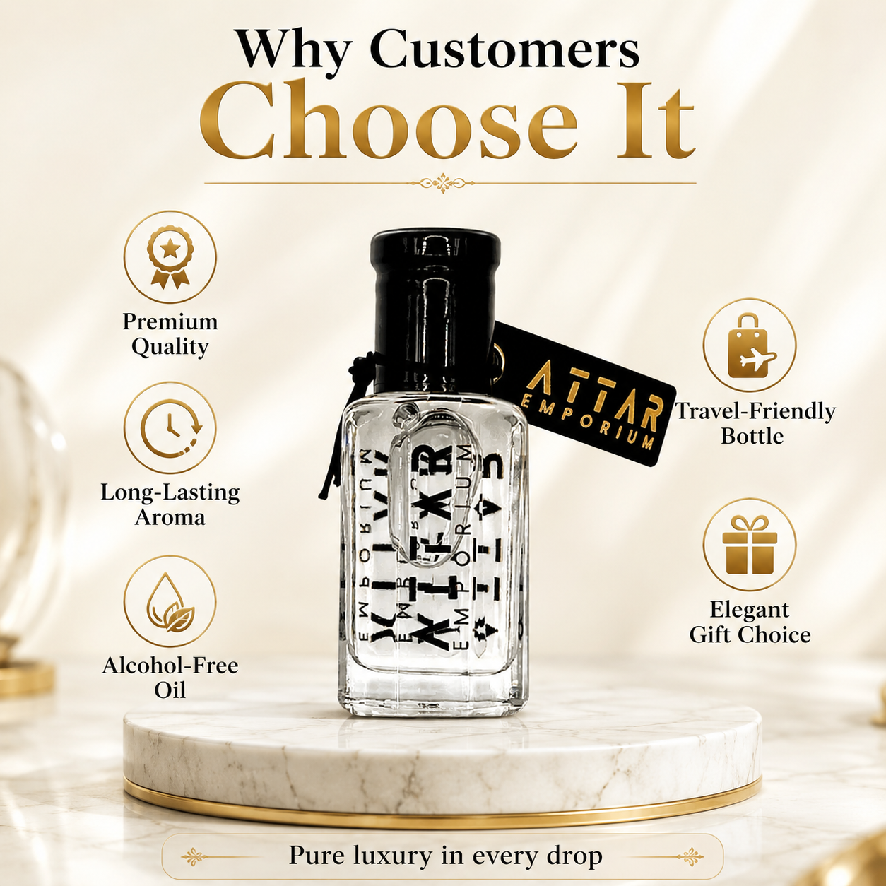 Oud Abyad Fragrance Oil long-lasting Arabian fragrance oil in glass bottle