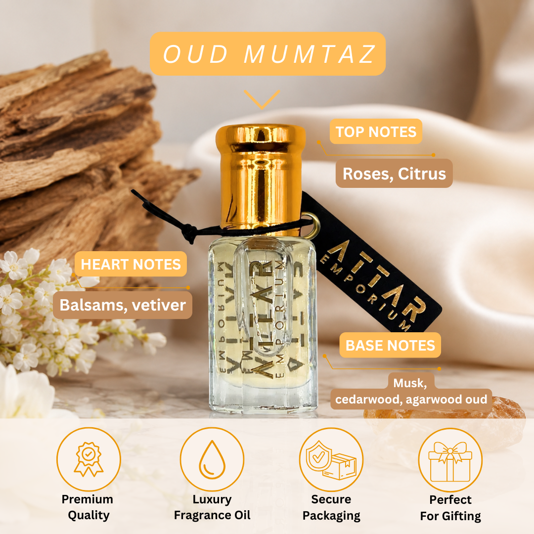 Oud Mumtaz Attar Fragrance Oil concentrated perfume oil close-up