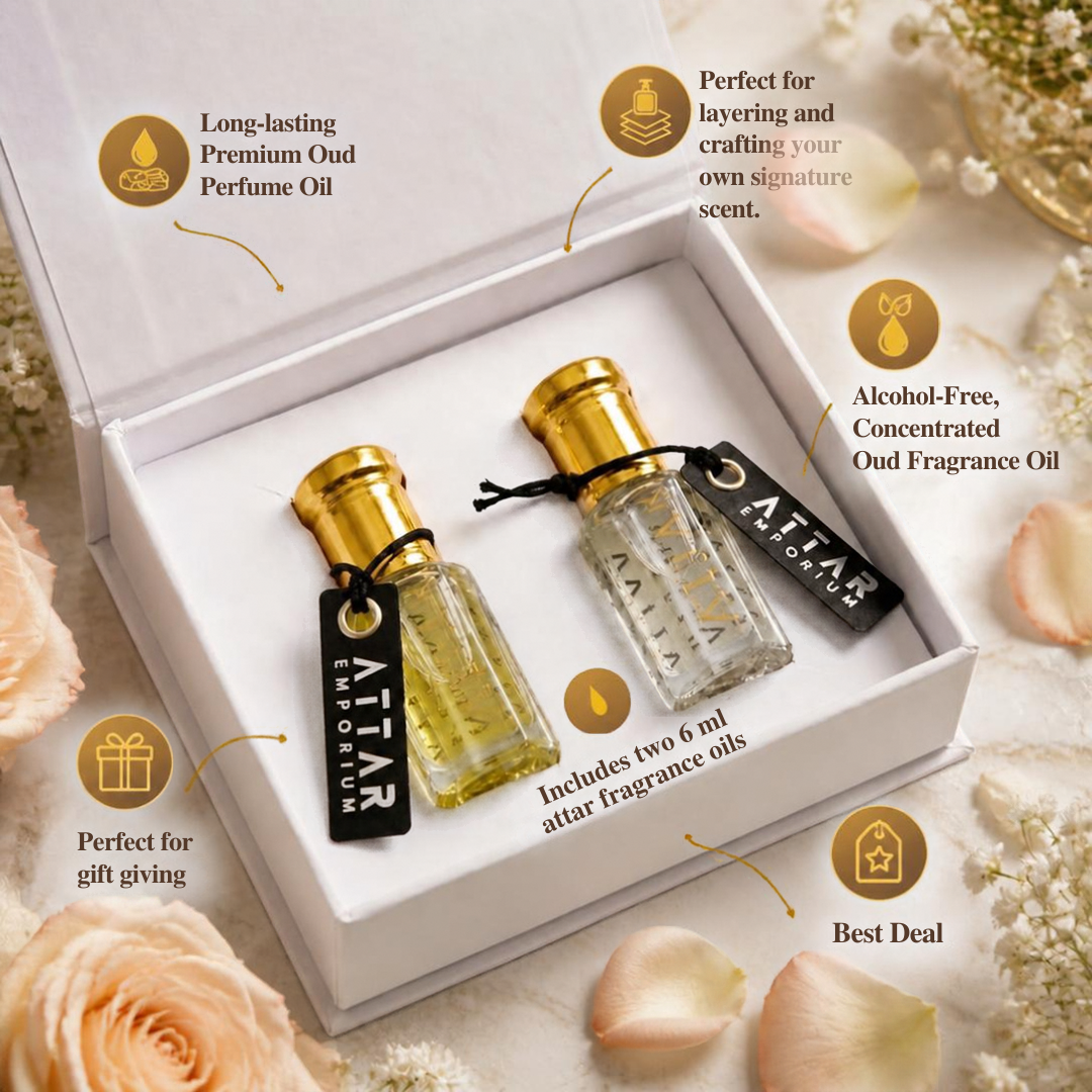 Attar Perfume Oil Duo Set | Damascus Rose + Sabaya | 6ml Each
