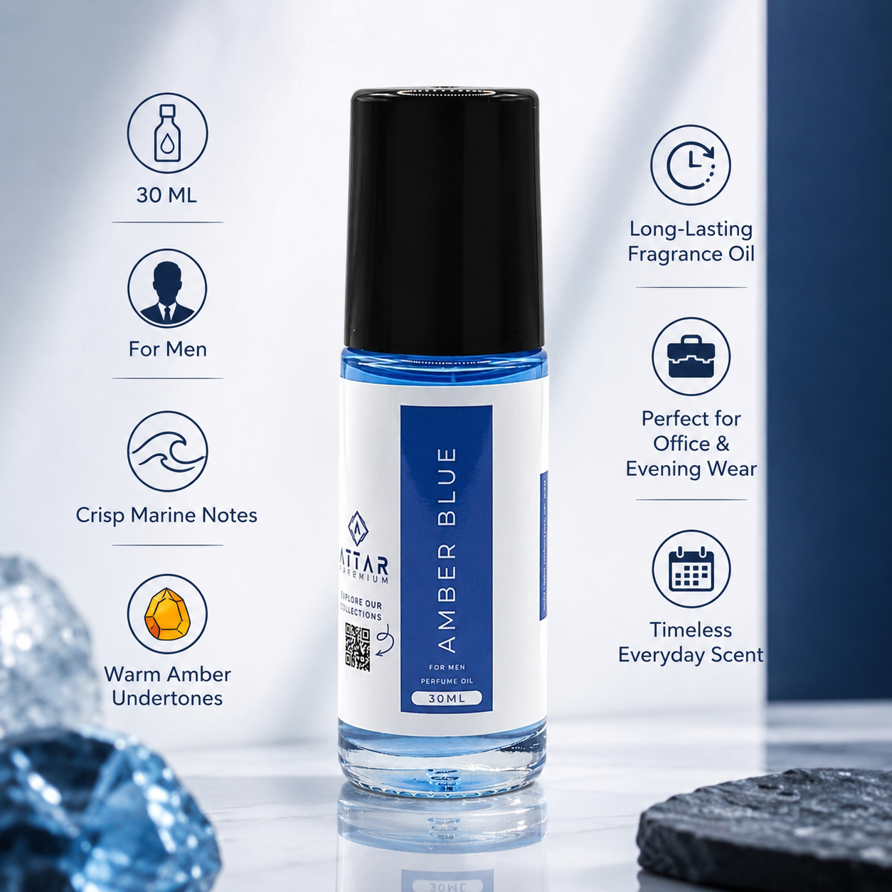 Amber Blue Fragrance Oil 30 ML - For Men