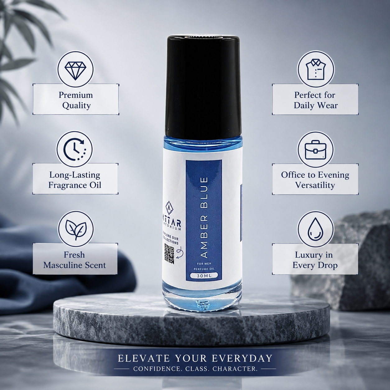 Amber Blue Fragrance Oil 30 ML - For Men