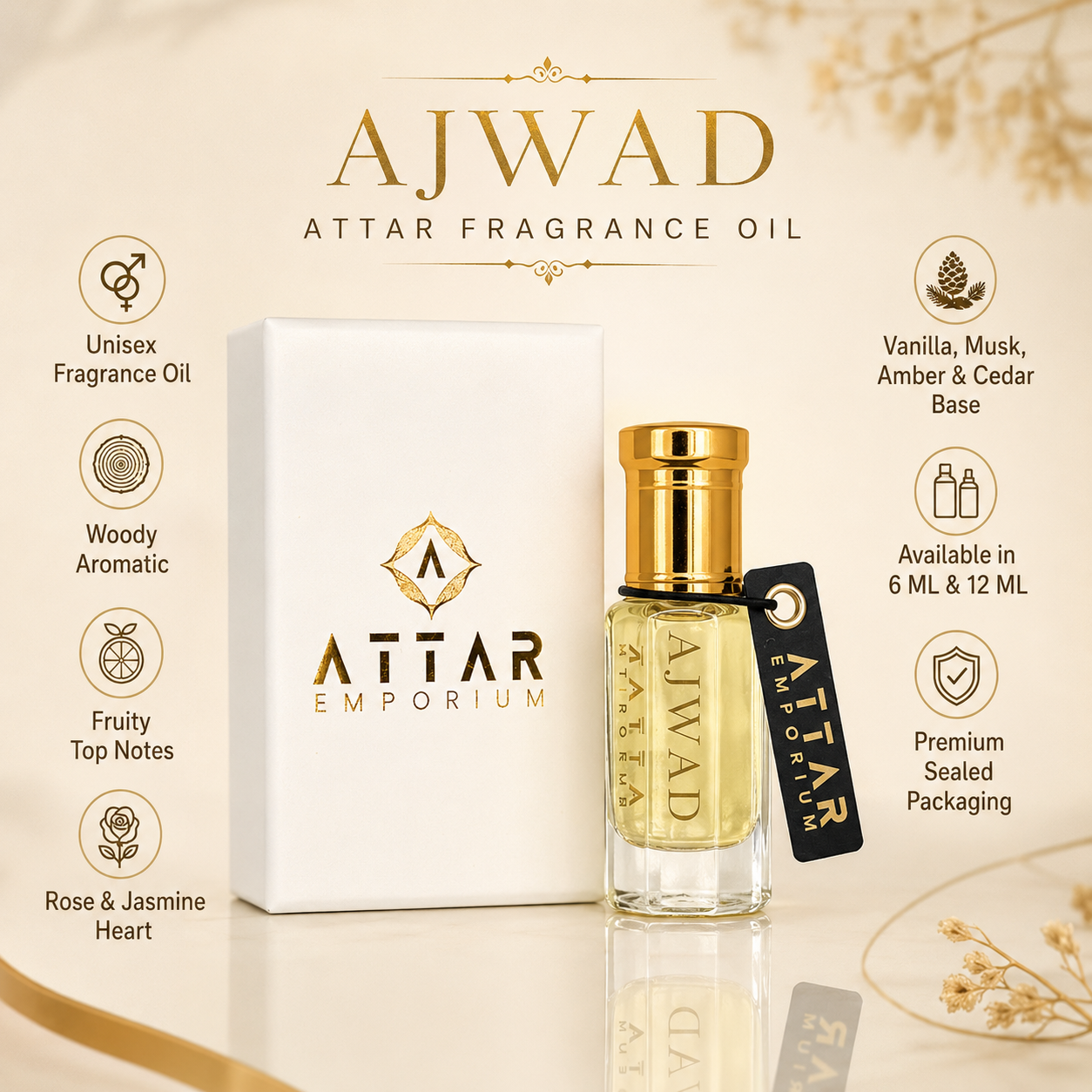 Ajwad Attar Fragrance Oil -  Unisex