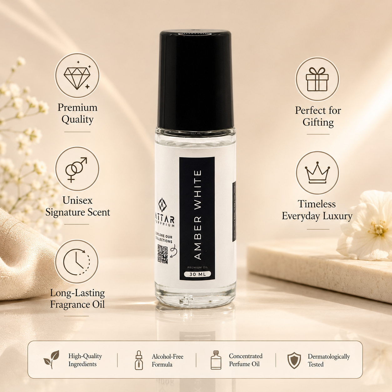 Amber White Fragrance Oil 30 ML - Unisex